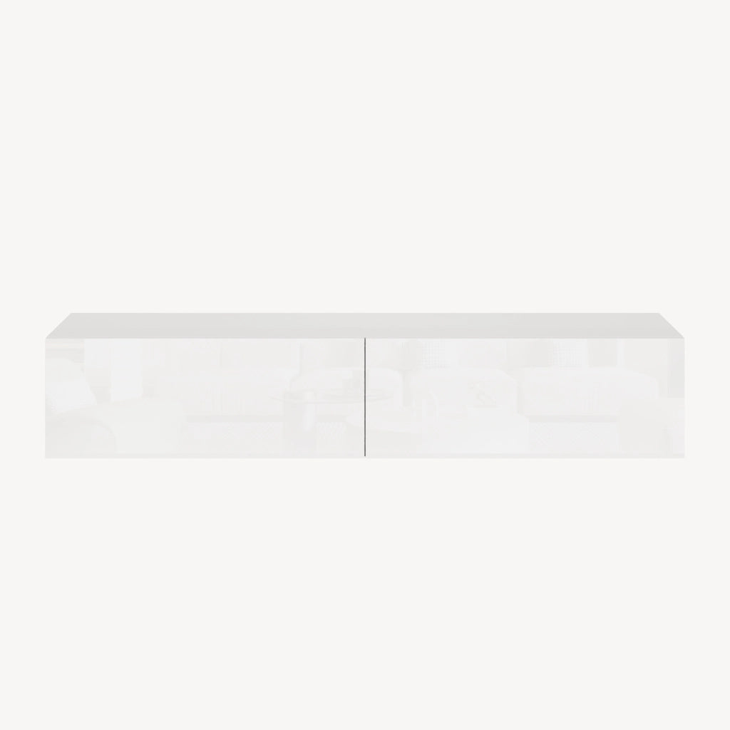 Mobile Pensile Evaton Porta TV da Parete 160 x 32 x 30 cm - Bianco Lucido [en.casa]