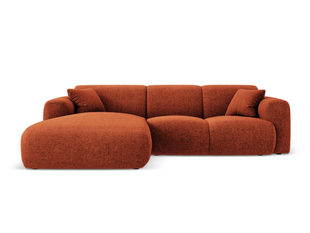 Cosmopolitan Design - Divano angolare sinistro "Nolio" 4 posti in ciniglia terracotta 