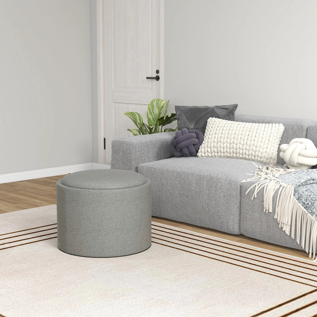 Pouf contenitore ¨C Xylo ¨C tessuto lino grigio e naturale 56x56x42 cm