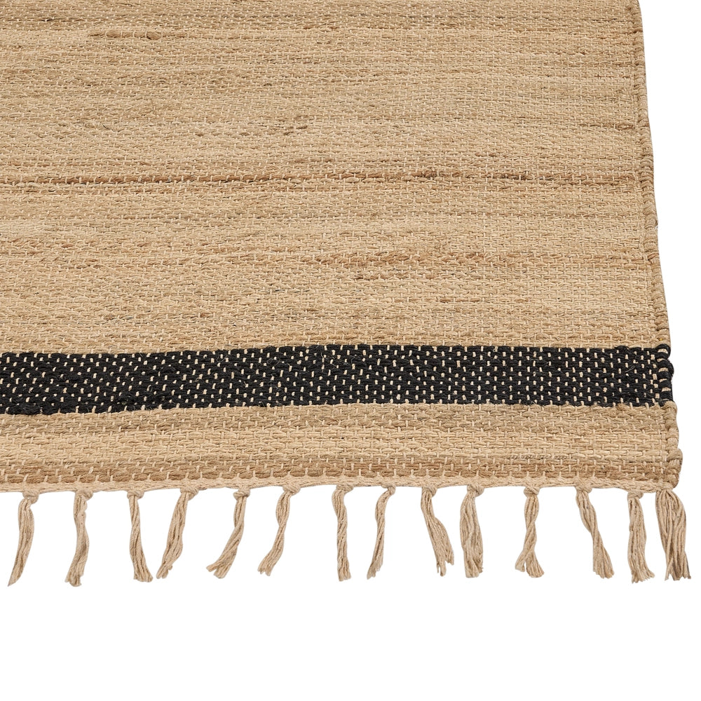 Tappeto in iuta intrecciata naturale in stile bohémien a righe 160 x 230 cm beige soggiorno camera da letto