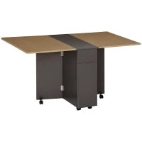 Tavolo Pieghevole da Pranzo in Truciolato con 2 Cassetti, 1 Armadietto, max. 6 Persone, 140x76x76 cm