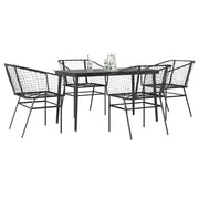 Set Mobili da Pranzo per Giardino 5 pz Nero Polyrattan Vetro