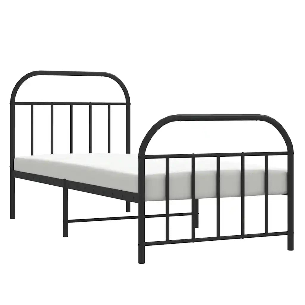 Giroletto con Testiera e Pediera-Struttura Letto Metallo Nero 90x190 cm 739290