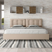 Letto imbottito Matrimoniale 200x200 cm Large - Similpelle,Senza rete,Tortora