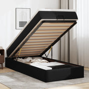 Struttura Letto Pouf con Materasso Nero 90x200 cm Similpelle 3311016