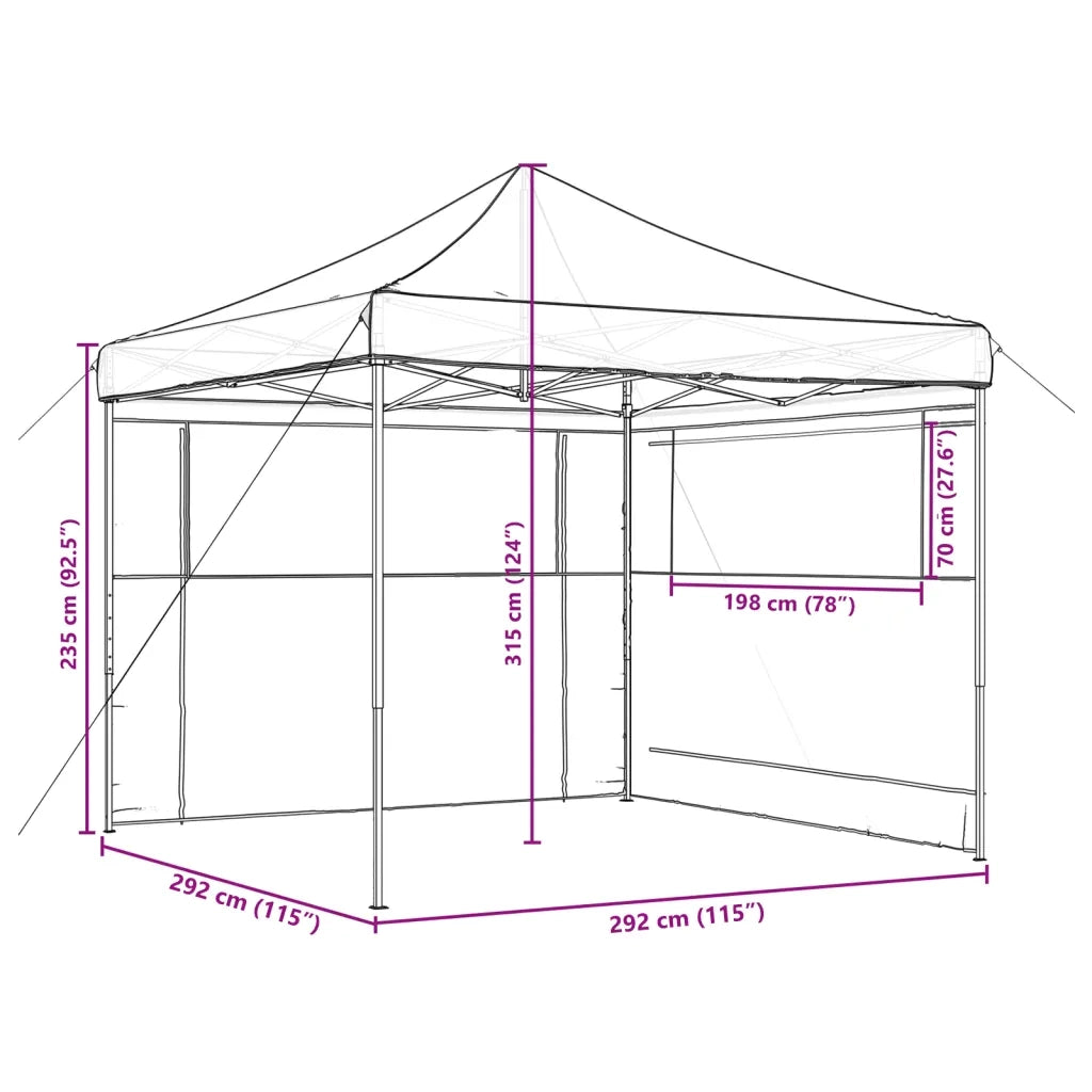 Tendone per Feste Pieghevole Pop-Up con 2 Pareti Nero 4004927