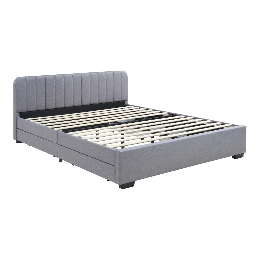 Letto Francese Nofrenna con Testiera e 4 Cassetti 140x200 cm Grigio [en.casa]