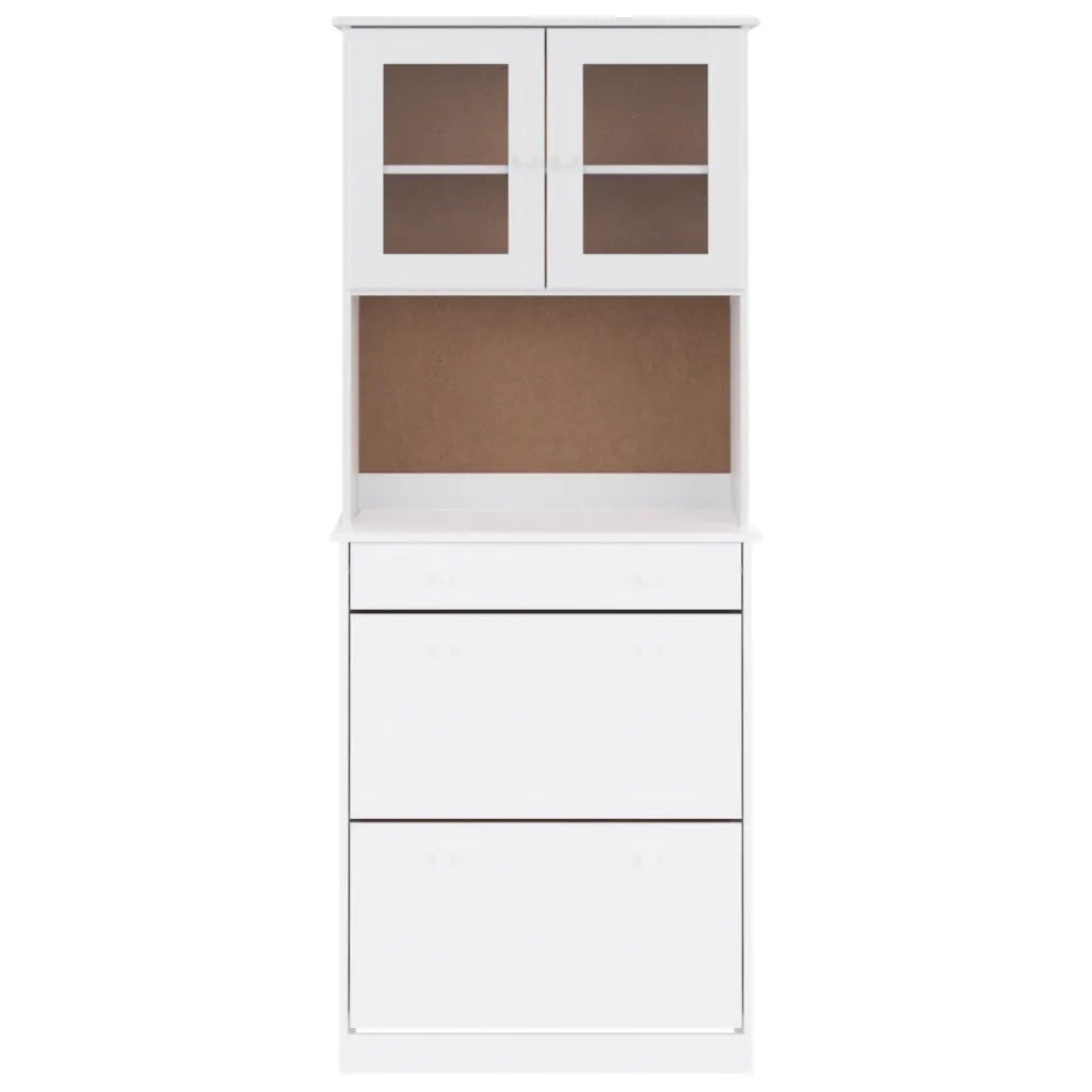 Credenza-Buffet-Armadio da cucina ALTA Bianca 77x35x188 cm in Legno Massello di Pino