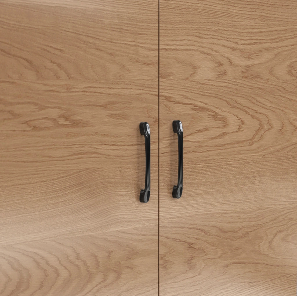Credenza da cucina 100x47x187 cm in MDF e vetro rinforzato; grigio naturale