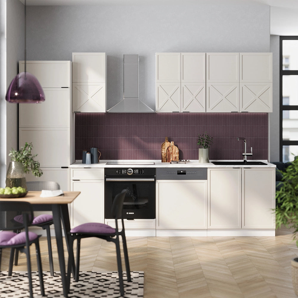 Vicco Cucina componibile Grigio/beige/bianco 300 cm senza piano di lavoro