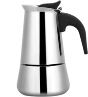 Caffettiera Portatile - Materiale: Acciaio Inossidabile - Maniglia Ergonomica - Capacità 100/200/300/450 ml - Base Ampia