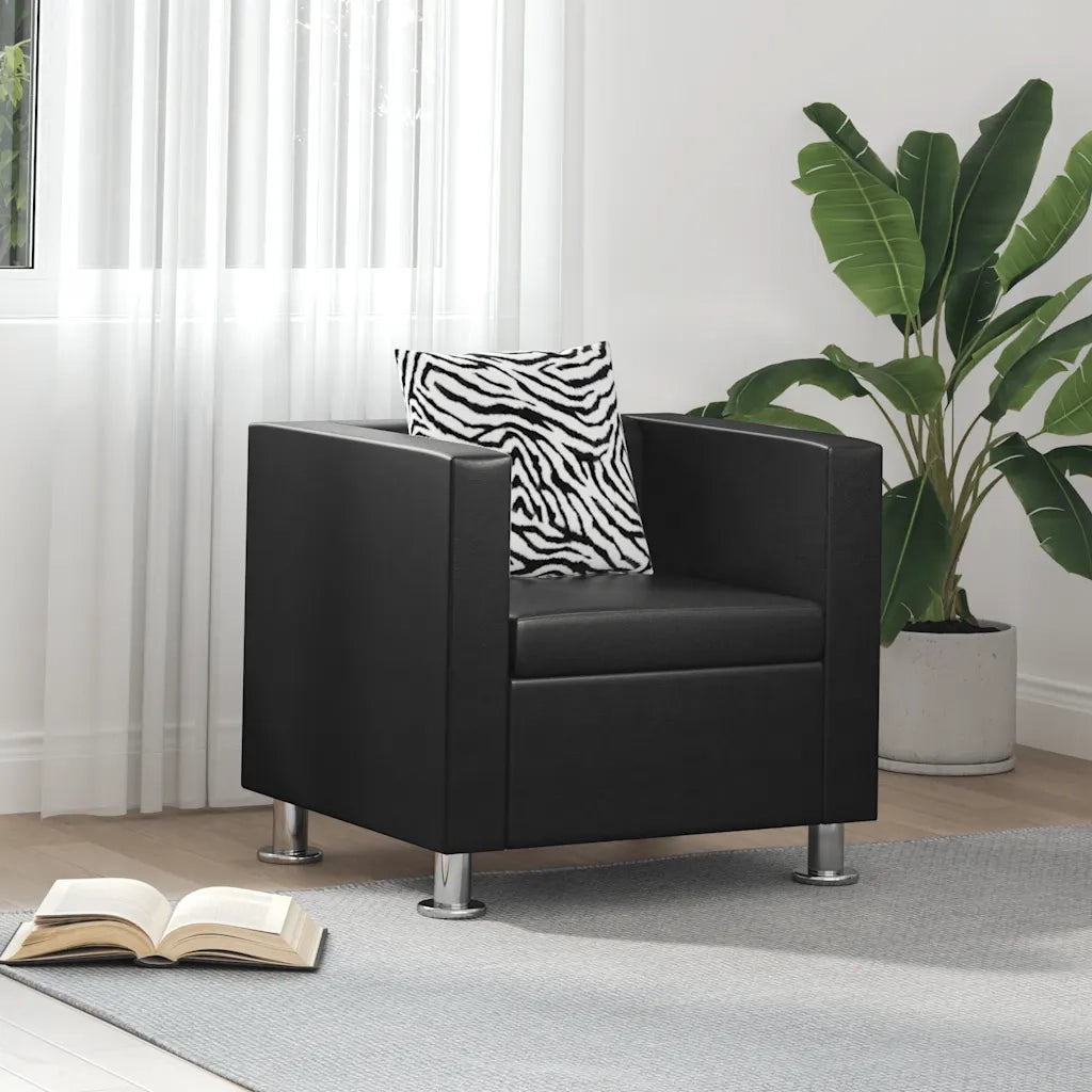 Divano Sedia-Poltrona Nera in Similpelle 601594