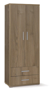 Armadio 2 Ante 2 Cassetti 71x182x41 cm Noce Stelvio