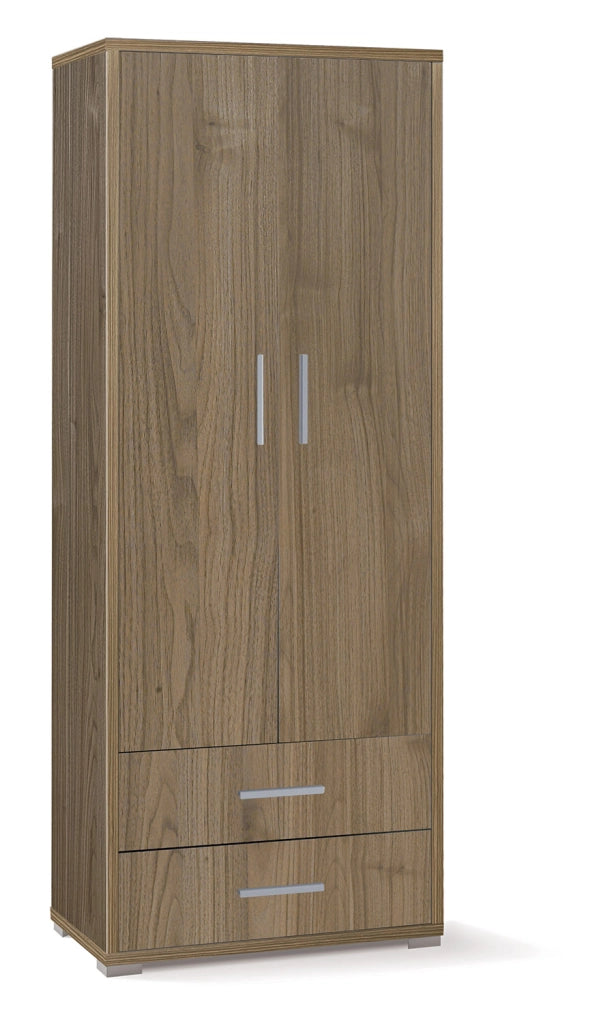 Armadio 2 Ante 2 Cassetti 71x182x41 cm Noce Stelvio