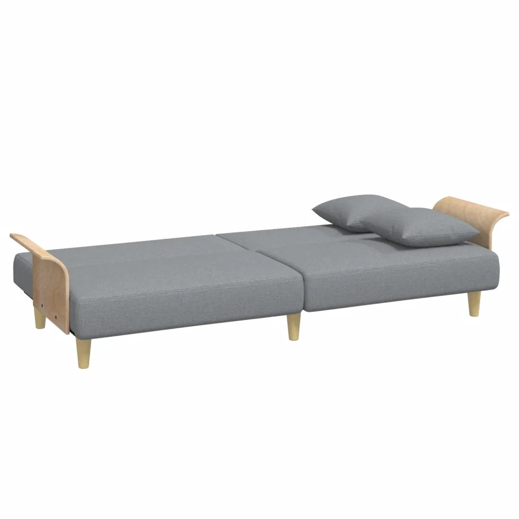 Divano Letto con Braccioli Grigio Chiaro in Tessuto 351843