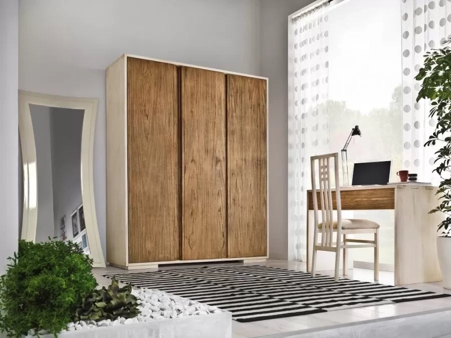 Armadio 3 porte in legno bicolore shabby 180x60x220 - Mobili 2G
