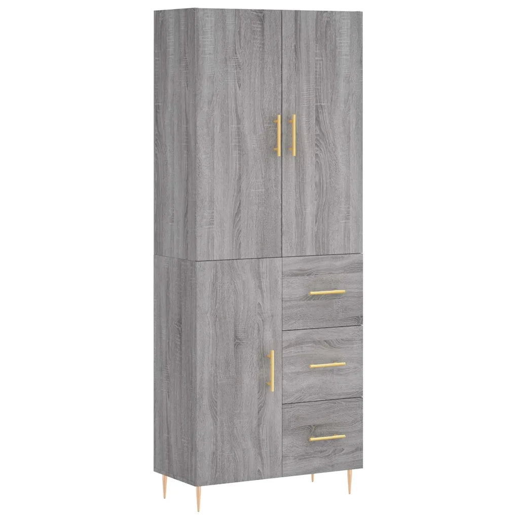 Credenza Grigio Sonoma 69,5x34x180 cm in Legno Multistrato 3195897