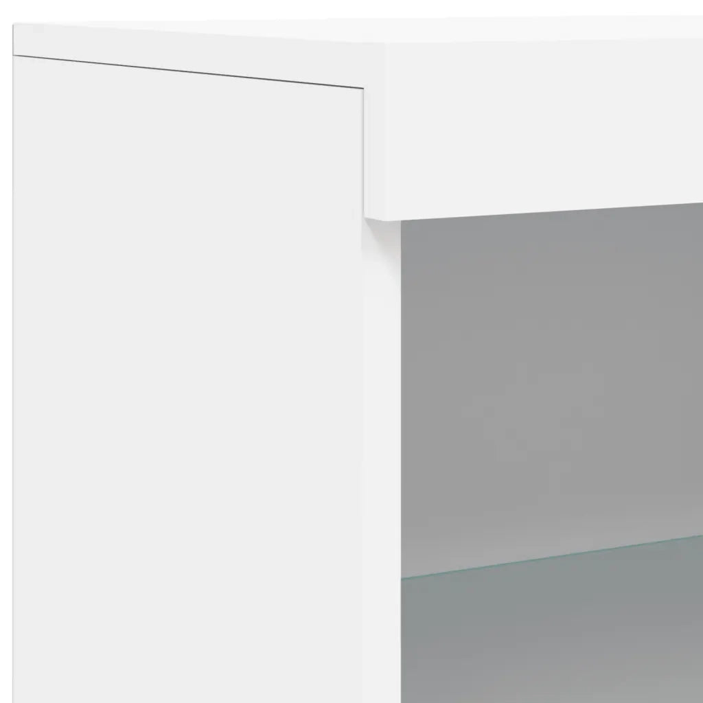 Credenza con Luci LED-Buffet-Armadio da cucina Bianca 60,5x37x100 cm