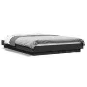 Letto matrimoniale | Letto per adulti | Giroletto con Luci LED Nero 120x190 cm in Legno Multistrato
