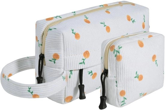 Borsa cosmetici per donna - Borse per il trucco - Borsa per il viaggio - Borsa in corduroy per il trucco - Borse per bambine