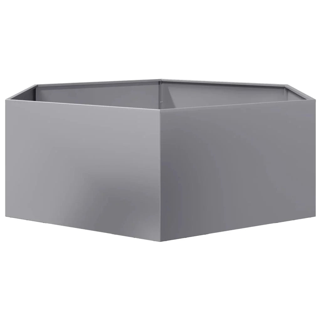 Fioriera/aiuola esagonale per piante fiori terrazza giardino 138 x 120 x 45 cm acciaio zincato argento 02_0038640
