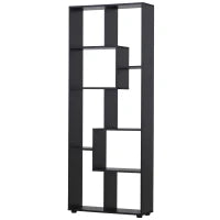 Libreria a Zig Zag Design Contemporaneo, 70 L x 24 P x 178 H cm, Pannelli di Particelle Nero