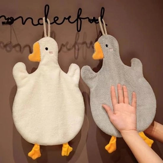 Asciugamani divertenti a forma di anatra, realizzati in microfibra carta di corallo, assorbenti e rapidamente asciuganti, set da 2, adatti per cucina, bagno e camera da letto.