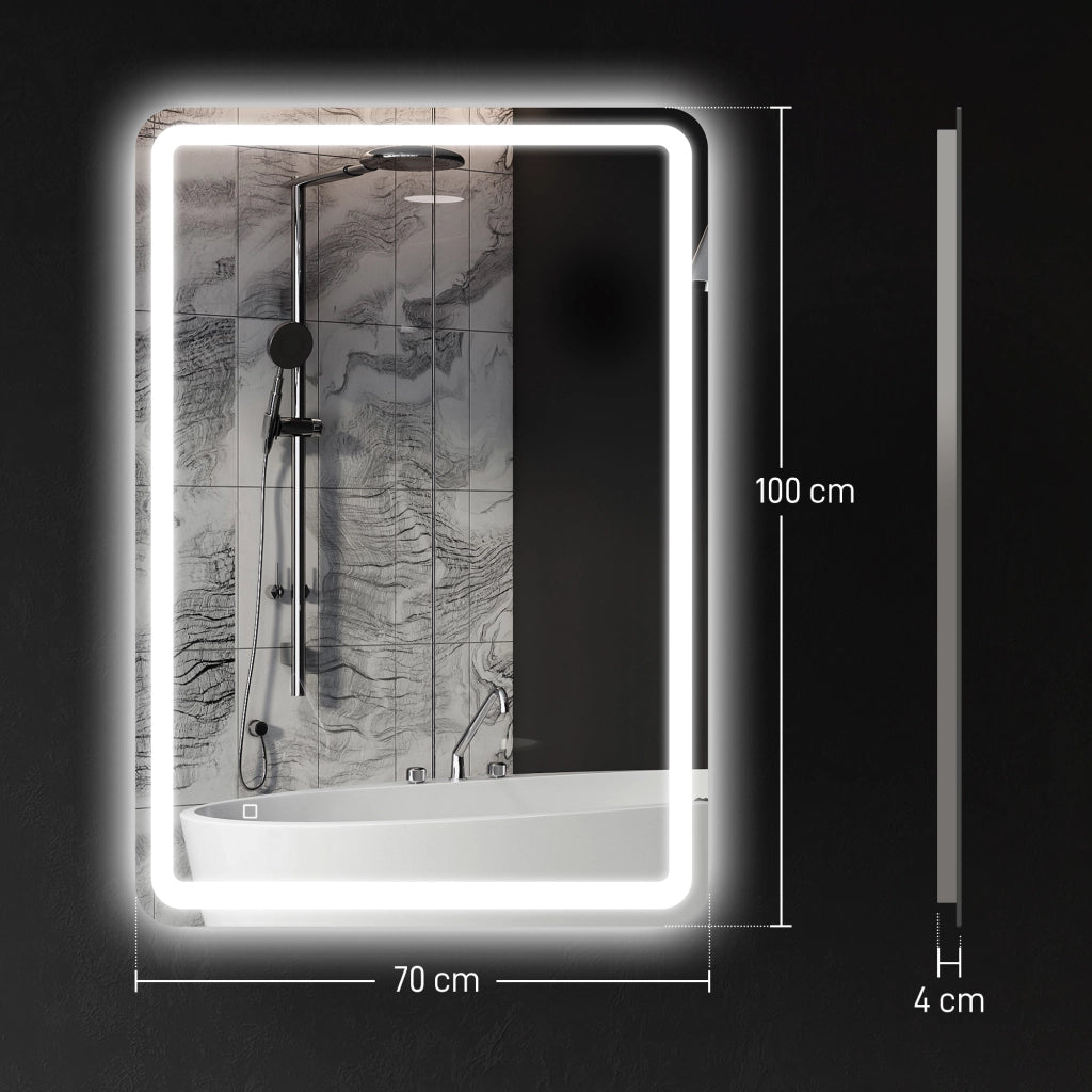 Specchio Bagno LED con Touch e Antiappannamento ¨C Xylo ¨C 70x100cm Bianco