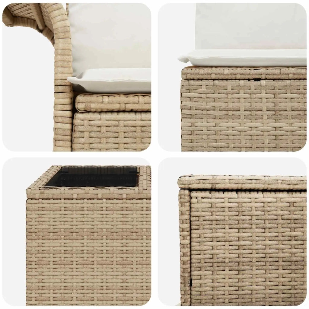 Set di divani 8 pz Beige e Bianco Crema 3448014