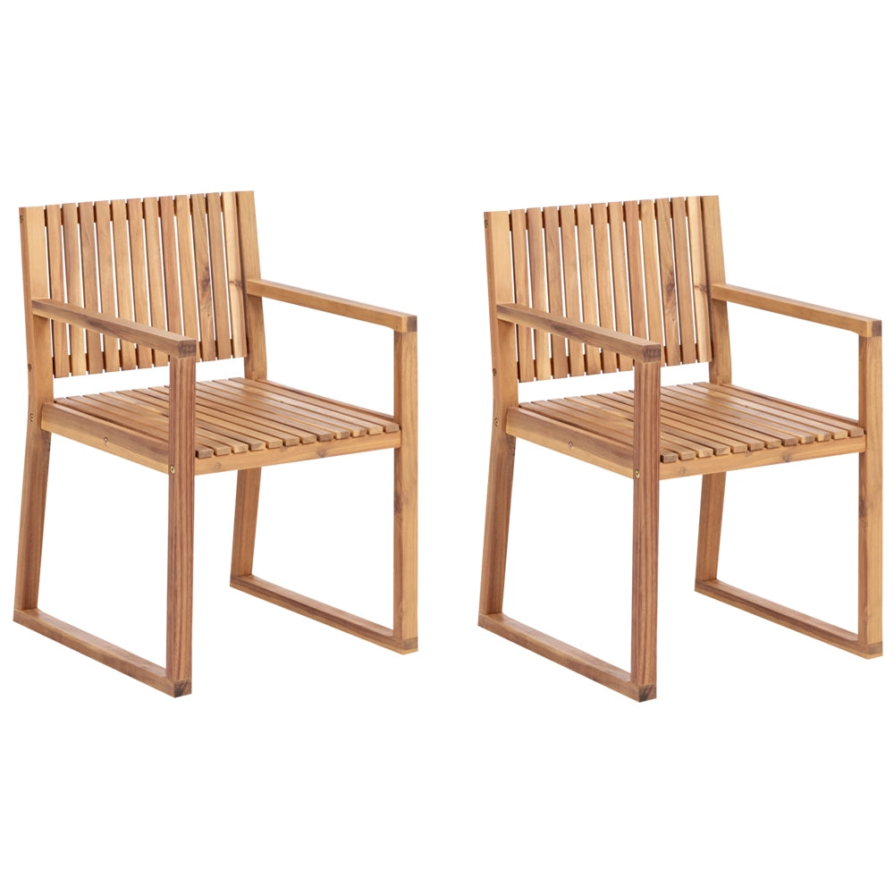 Set di 2 sedie da pranzo da giardino per esterni in legno d'acacia resistente agli agenti atmosferici dal design classico