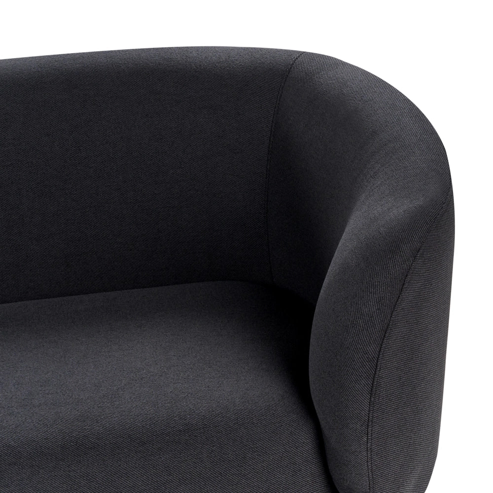 Divano 3 posti in poliestere nero con gambe nere stile glamour retrò soggiorno
