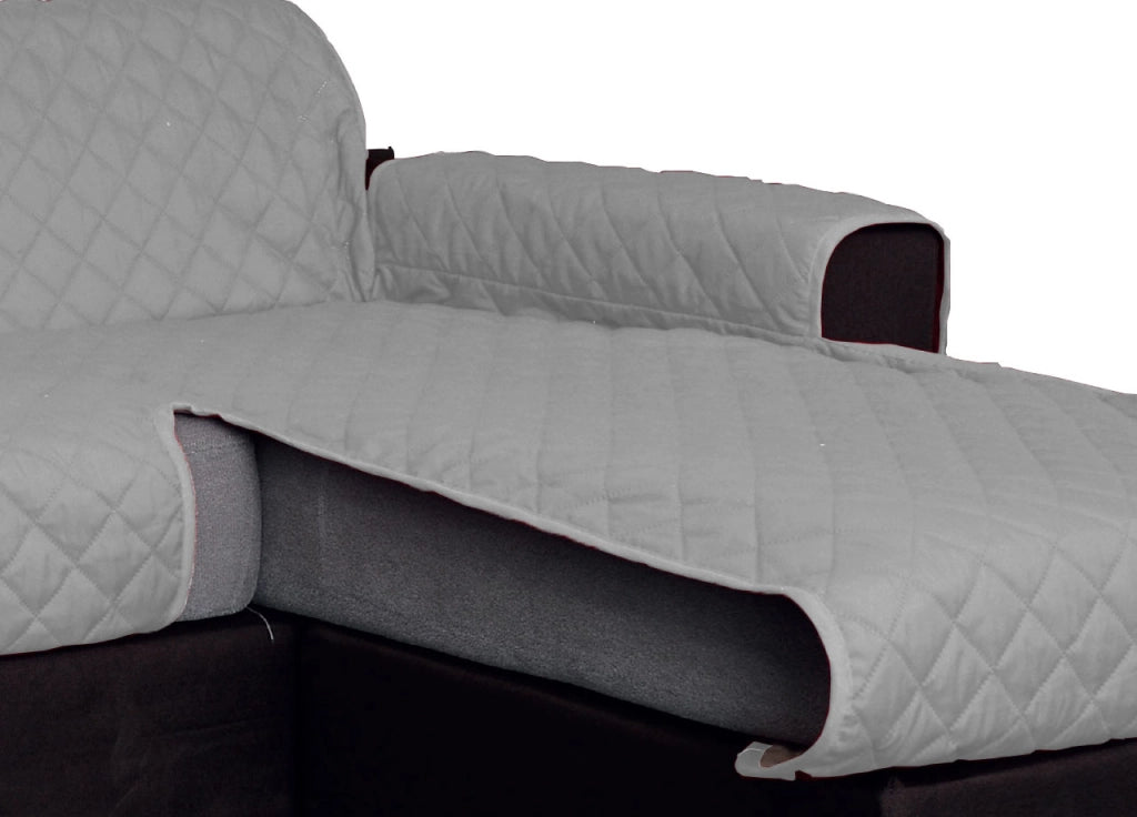 Copridivano Con Penisola Antimacchia Trapuntato Modello Star Colore Grigio Chiaro - 240cm - Grigio Chiaro