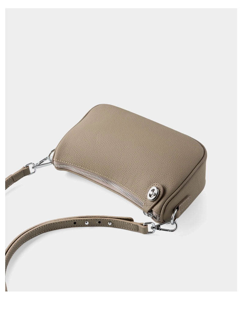 Borsa a tracolla da donna Swinger in vera pelle, colore grigio.