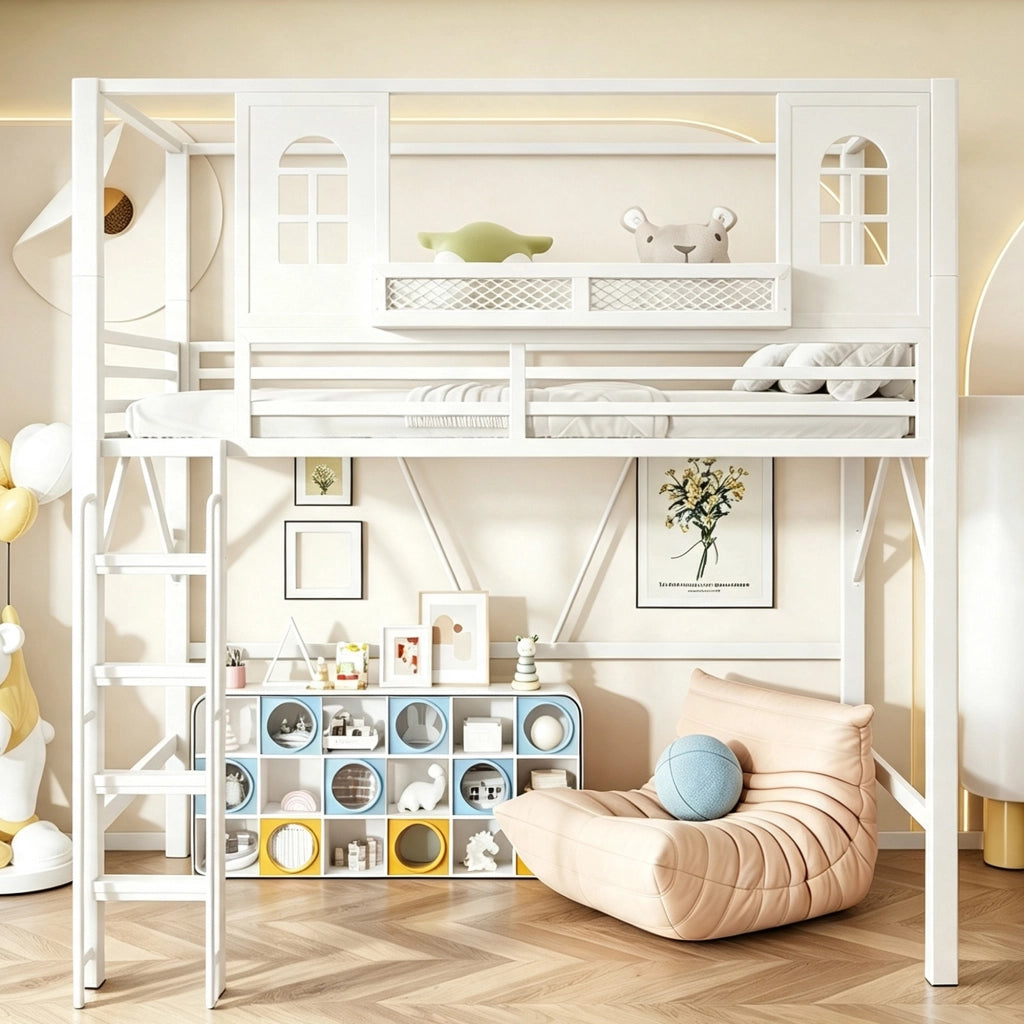 letto a castello metallo bianco 90 x 200 cm