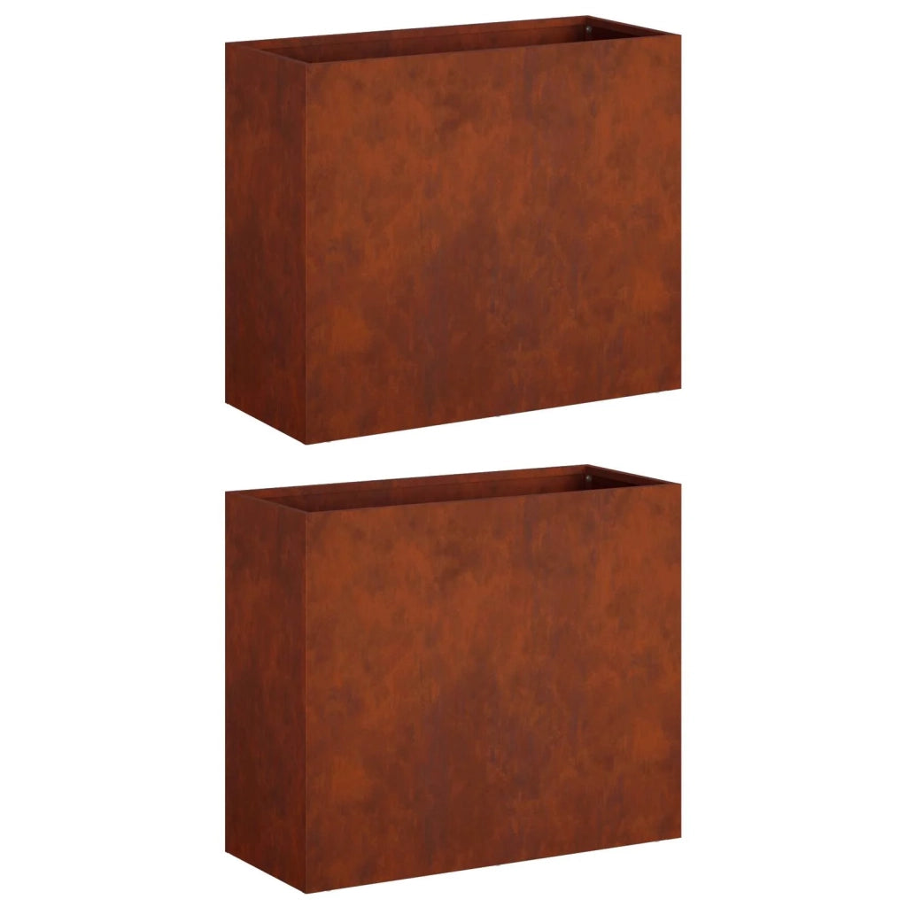 Vaso da giardino 2 pz Ruggine 50 x 20 x 40 cm Acciaio Corten 8005455