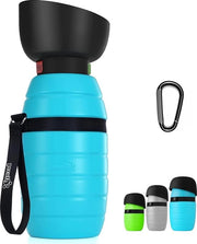 Flessa per cani per viaggio, bottiglia per cani in silicone con bacino pieghevole, bottiglia per cani portatile per viaggio, bacino per animali domestici trasportabile blu, capienza 650 ml