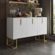 Credenza a 3 ante con ripiani regolabili; MDF e metallo; bianco