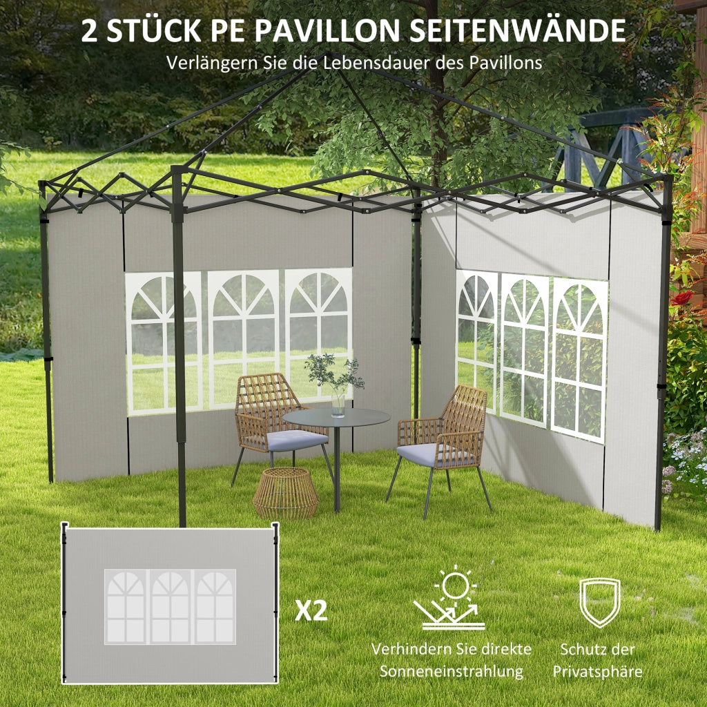 Set 2 Pezzi Pareti Laterali per Gazebo 3x3 3x6 ¨C Zephmum ¨C Bianco Impermeabile con Finestra
