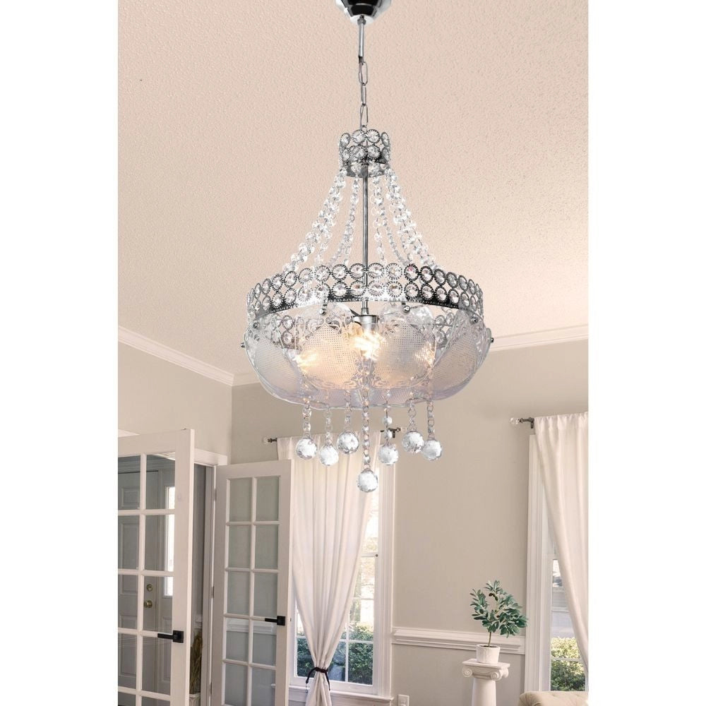 Lampada a sospensione vetro decorato e pietre effetto cristallo Sare MDL3550 colore argento