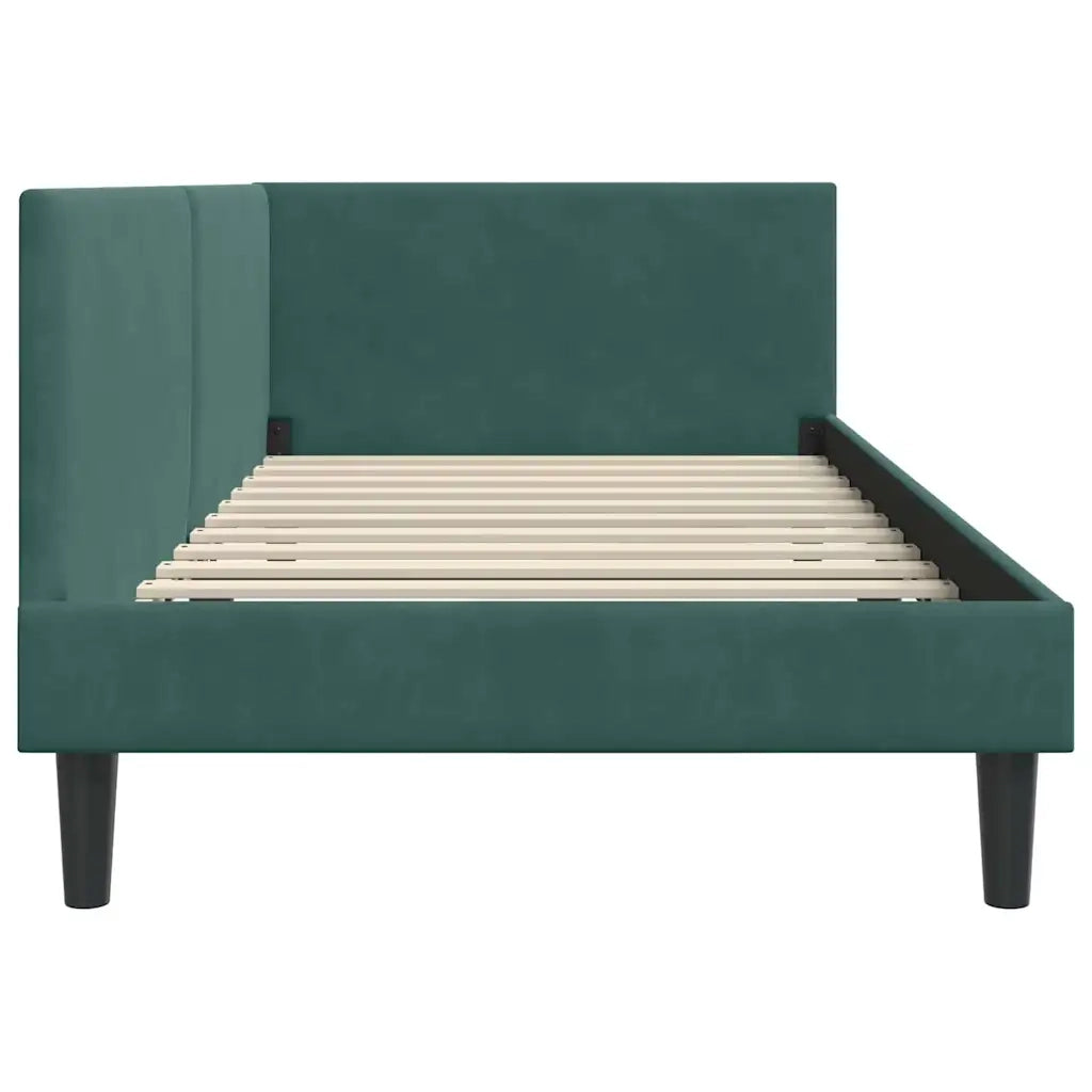 Cornice del letto ad angolo Verde Scuro 100 cm x 200 cm Velluto 42016238