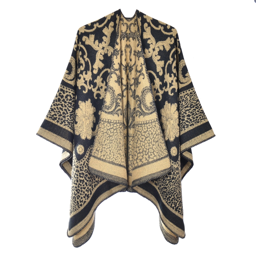 Nuovo scialle/sciarpa con stampa leopardata, scialle double-face in cashmere
