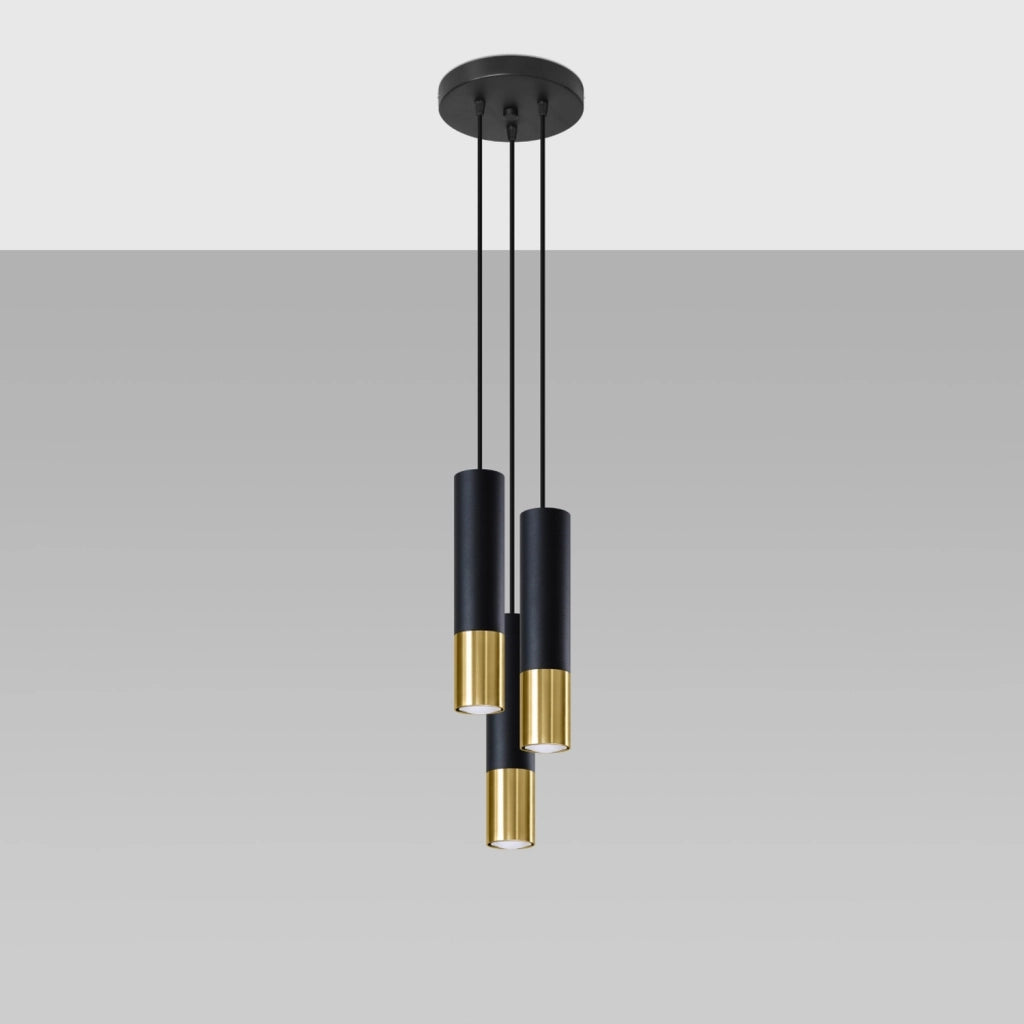 Lampadario SPIREXEZ 3 luci nero/oro GU10 Pure Lume GIRALO