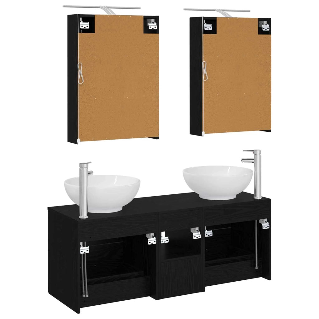 Set di mobili per il bagno 5 pcs Rovere Nero 3406952