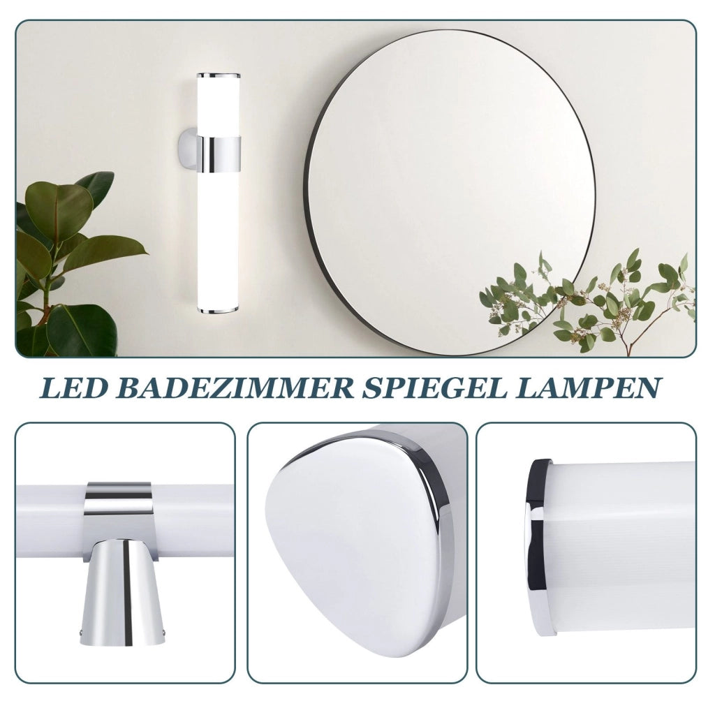 ZMH Lampada da specchio LED per Specchio 6W 35cm IP44 Cromata Moderna Luce Neutra 4000K per Cantina Cucina Armadio