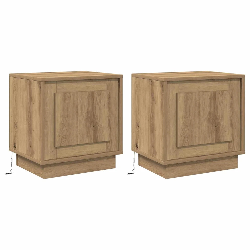 Set di 2 Comodini | Armadio da Notte | Mobiletto da notte Rovere artigianale 44 x 34,5 x 45 cm