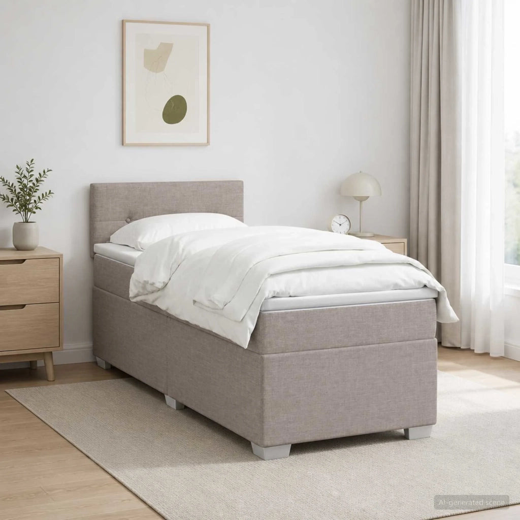 Letto con Box Spring, Materasso e LED Tortora 100 x 200 cm 3451879