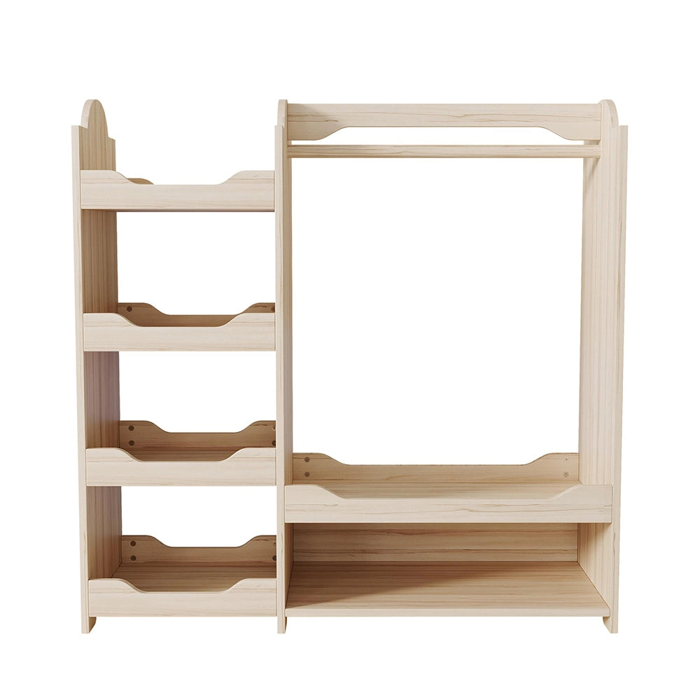 Set mobili combinati bambino multifunzione - Xylo - letto, armadio, libreria girevole, colore legno naturale