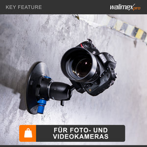 Walimex Pro treppiede a ventosa incl. testa a sfera per fotocamere di sistema e DSLR, 20317, nero, blu