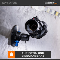 Walimex Pro treppiede a ventosa incl. testa a sfera per fotocamere di sistema e DSLR, 20317, nero, blu