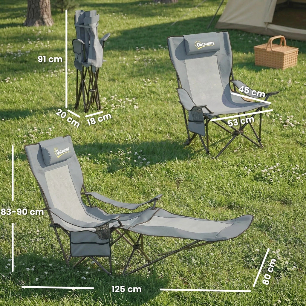 Sedia da pranzo pieghevole con poggiapiedi ¨C zephmum ¨C grigio 125x80x90cm